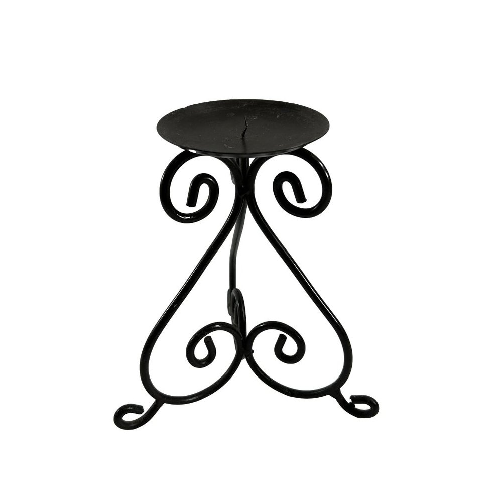 Target Black Metal Pillar Candle Holder Scroll 7.25" Tall Contemporary Decor